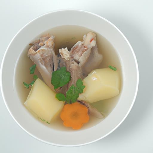 A close-up of delicious cow foot soup, known for its joint-boosting properties.