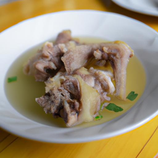 A bowl of cow foot soup, a satisfying and weight-friendly meal option.